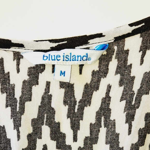 Blue Island Beach Swim Cover Up Size Medium Drawstring Waist V Neck Pullover - Picture 10 of 15